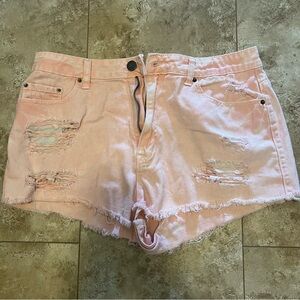 Urban Outfitters BDG high waisted light pink distressed jean shorts